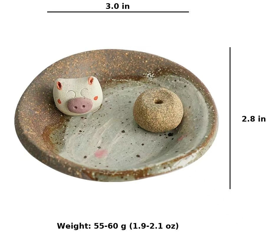 Handmade Ceramic Incense Holder – Cute Animal Figurine Incense Burner for Home Decor