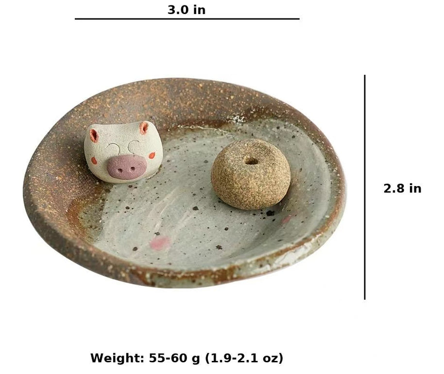 Handmade Ceramic Incense Holder – Cute Animal Figurine Incense Burner for Home Decor
