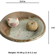 Handmade Ceramic Incense Holder – Cute Animal Figurine Incense Burner for Home Decor
