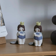 Little Girl Raw-Ore Ceramic Incense Holder | Hand-Pinched Coarse Pottery Figurine