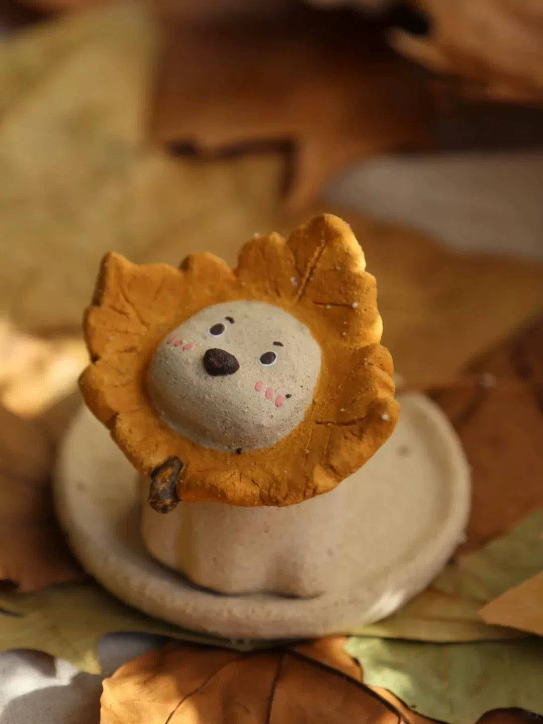 Handmade Ceramic Maple-Leaf Puppy Incense Holder