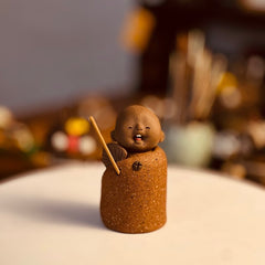 Handmade Ceramic Incense Stick Holder - The Joyful Little Monk - Cute Aromatherapy Decor