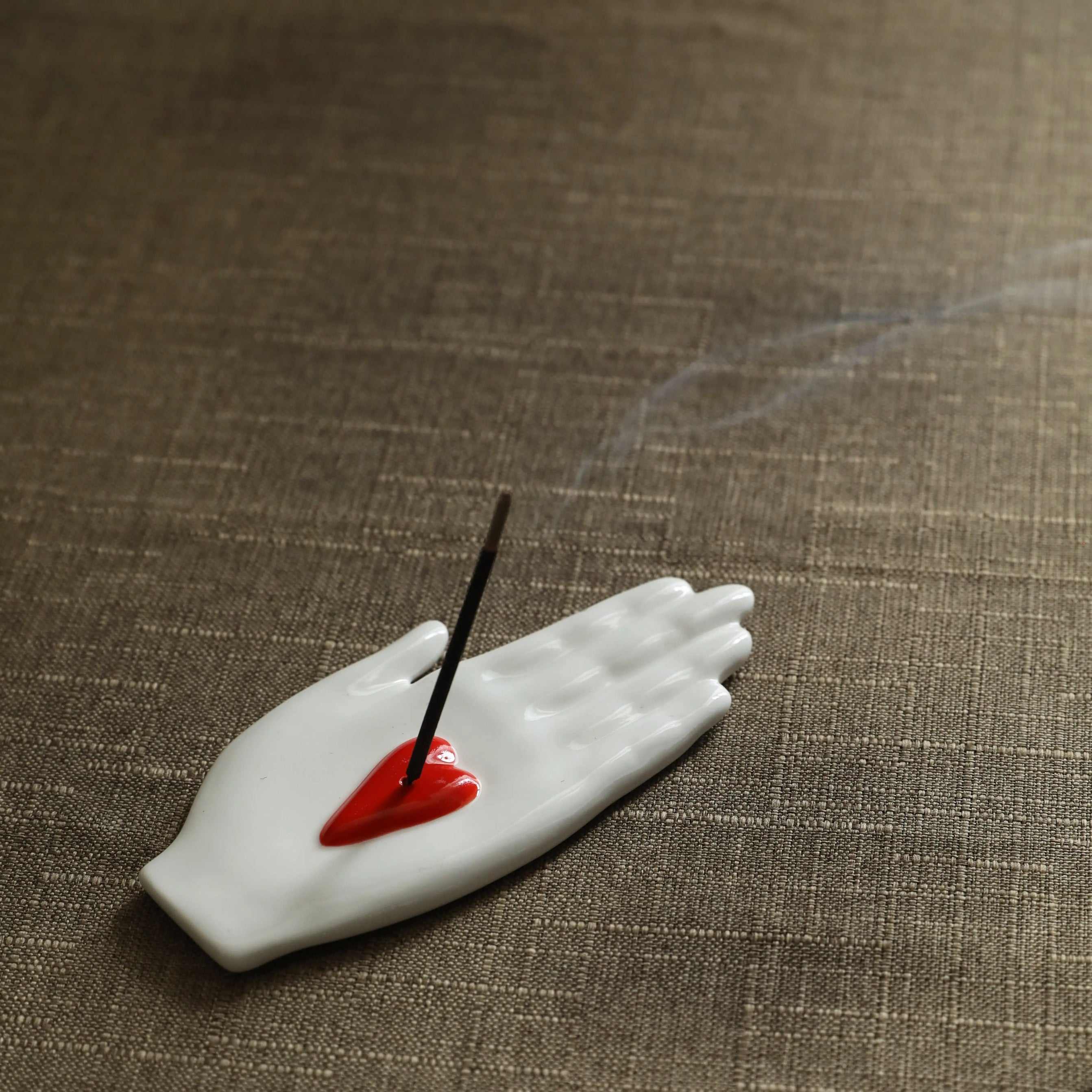 Ceramic Hand Incense Holder with Heart