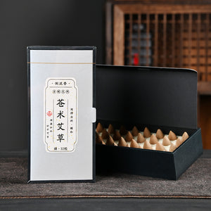 Wormwood backflow incense cones in a black box with mugwort herbal packaging for waterfall incense burner