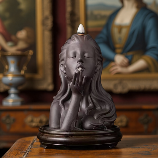 Elegant Woman Backflow Incense Burner – Ceramic Aromatherapy Statue