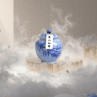 Cold Mountain Traces handcrafted natural incense powder in a blue ceramic jar.