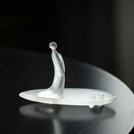 Frosted glass incense holder back view