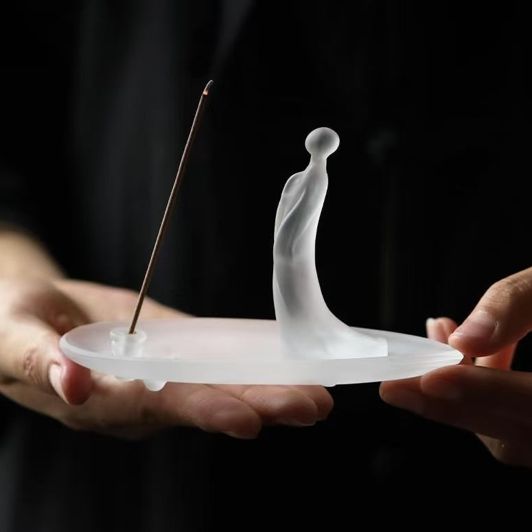Frosted glass incense holder handheld view
