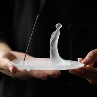Frosted glass incense holder handheld view