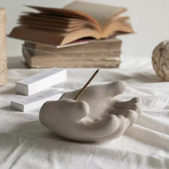 Hand-Shaped Ceramic Incense Holder – Minimalist Zen Design