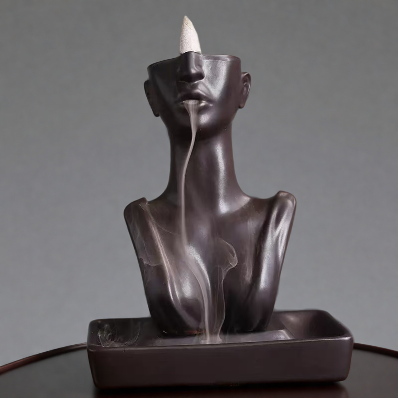 Abstract Face Backflow Incense Burner – Ceramic Holder