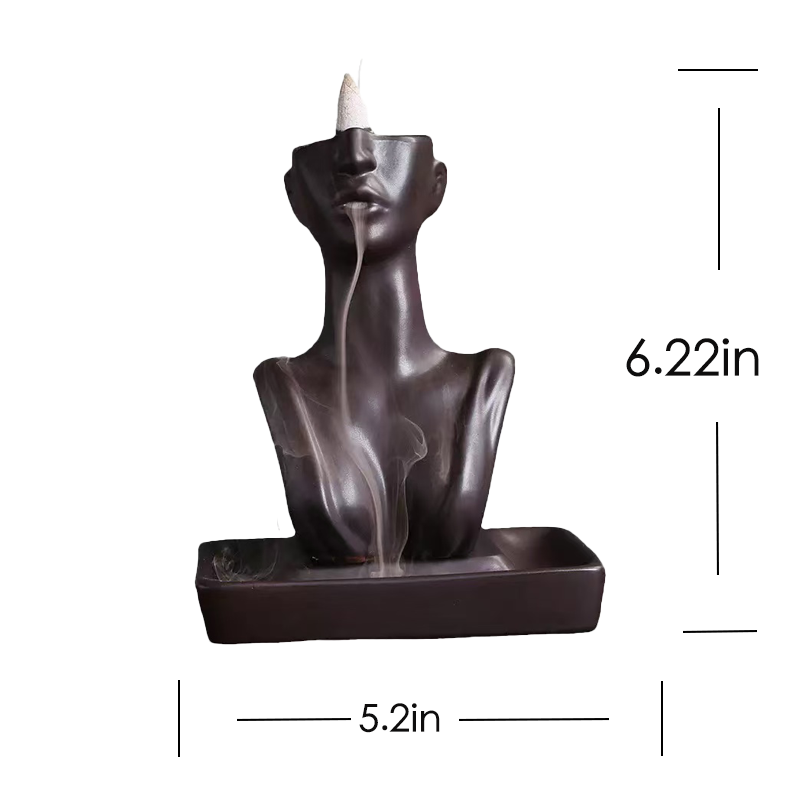 Abstract Face Backflow Incense Burner – Ceramic Holder