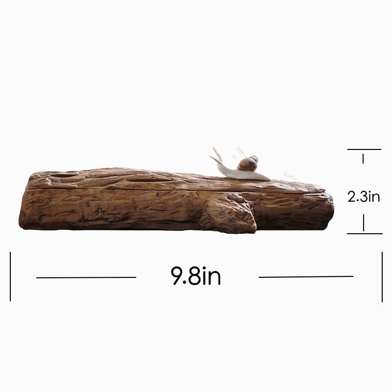 Snail-Inspired Ceramic Incense Holder Box – Handmade Tree Branch Stick Burner