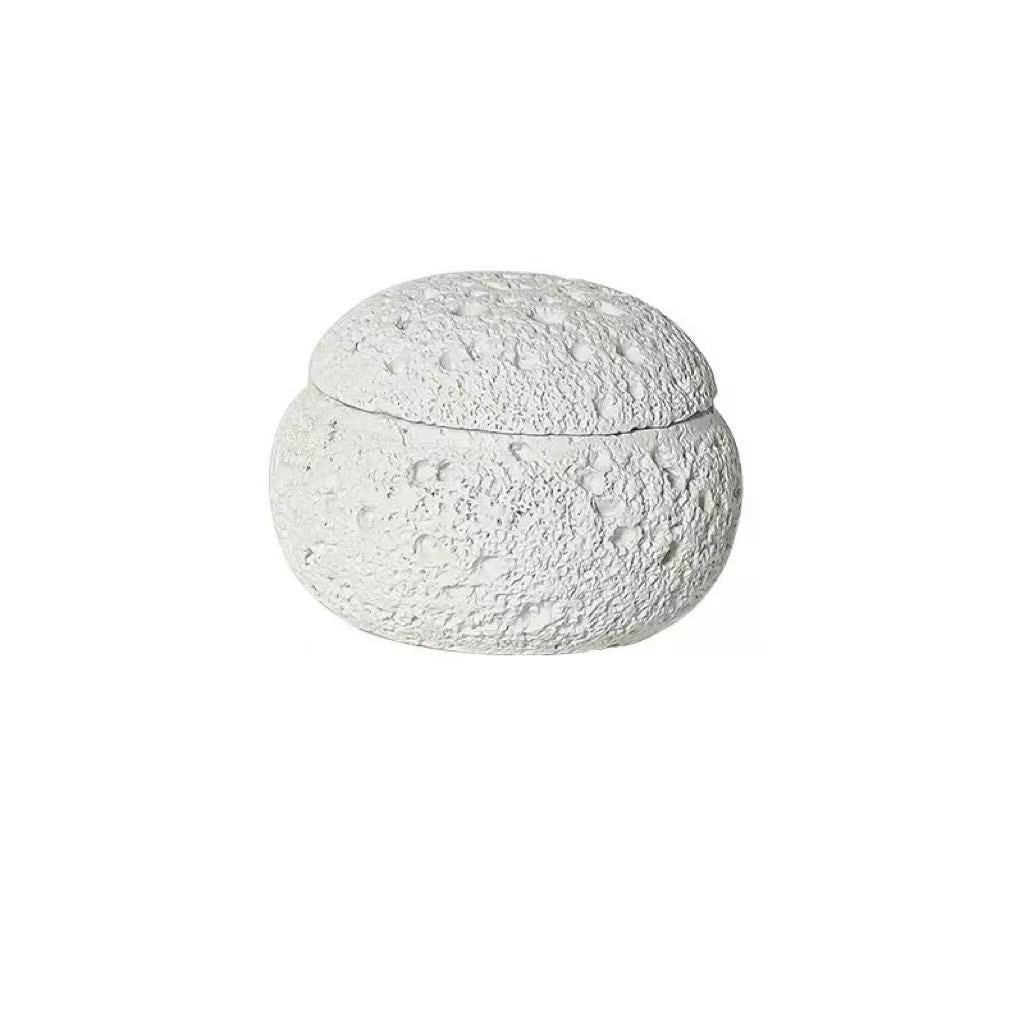 Top view of white cement incense burner lid featuring organic porous stone texture and precise seam design for optimal smoke release and heat control