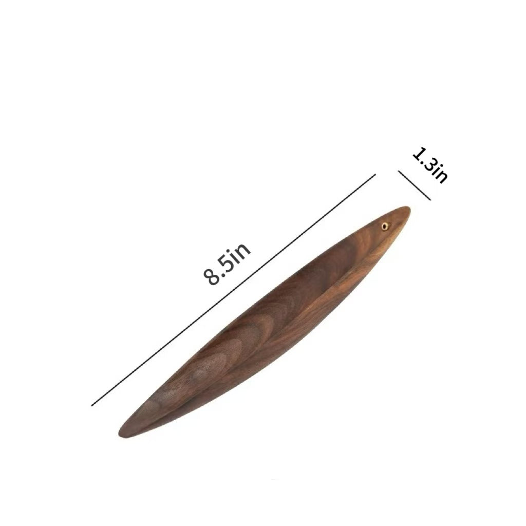 Wooden boat incense holder size 8.5 by 1.3 inch